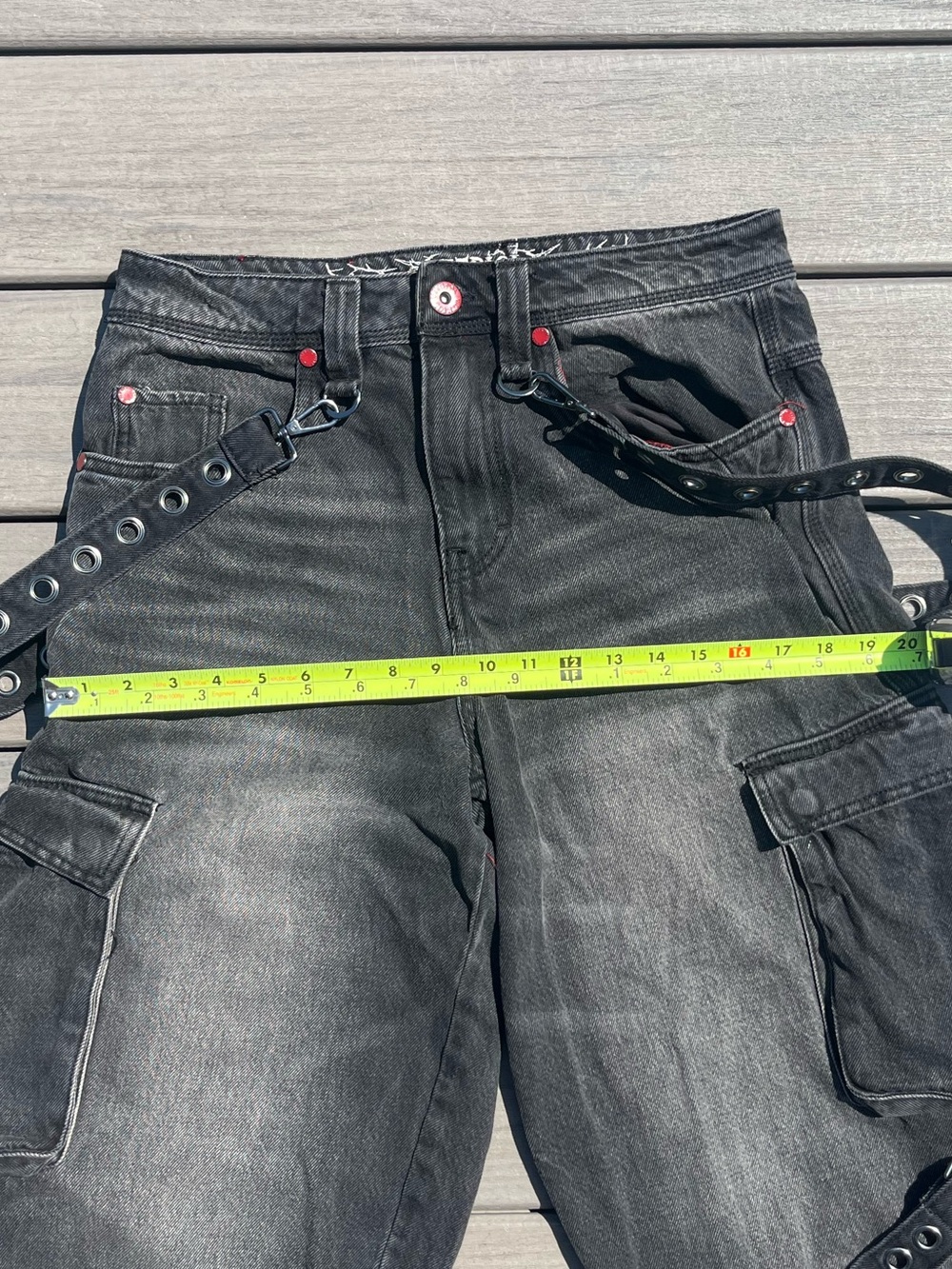 Vitriol; Black; Utility Gorp-Core Cargo Pants; Wide Leg; Grommet Buckles; US28 - Picture 6 of 11